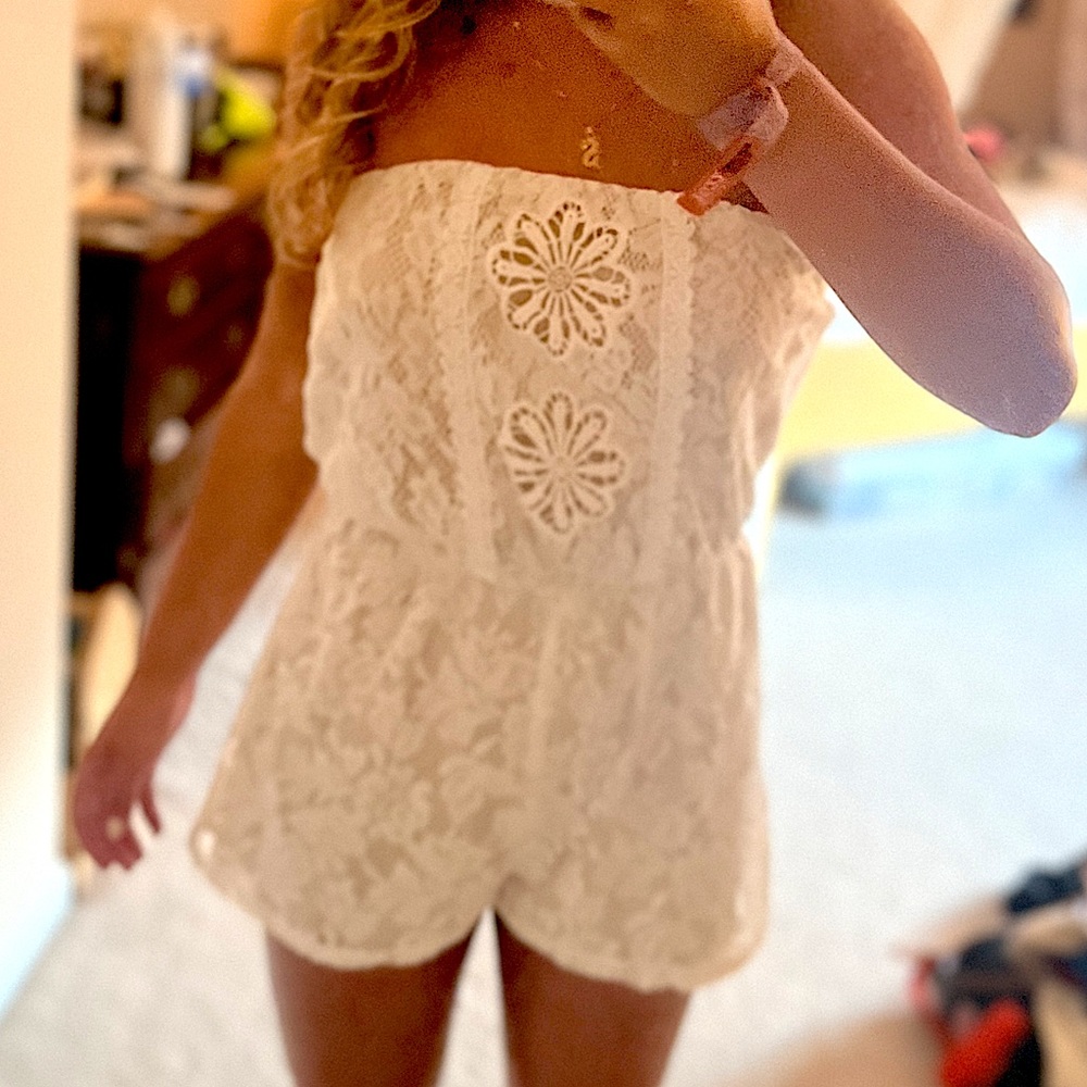 Lacey strapless romper